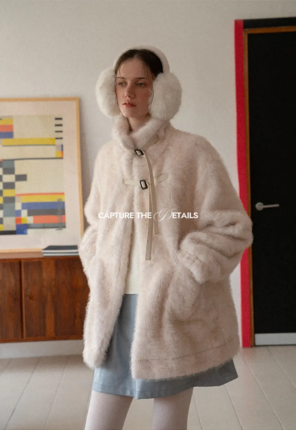 Faux Fur Oversized Coat with Toggle Closure