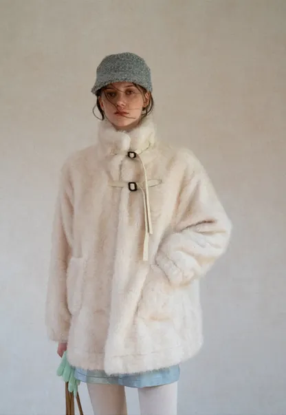 Faux Fur Oversized Coat with Toggle Closure