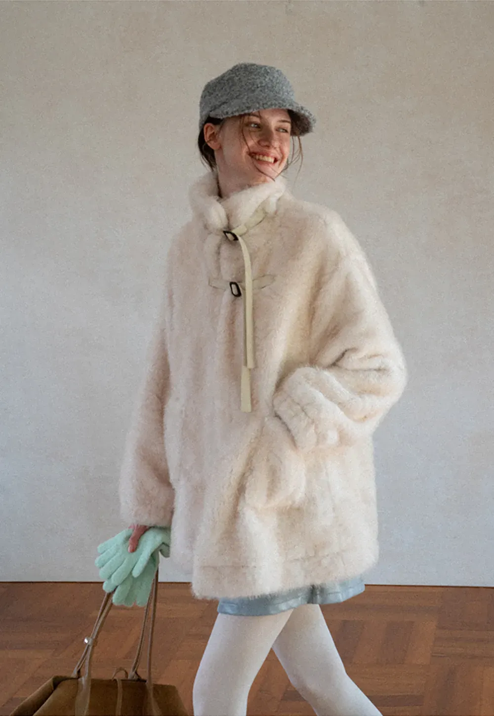 Faux Fur Oversized Coat with Toggle Closure