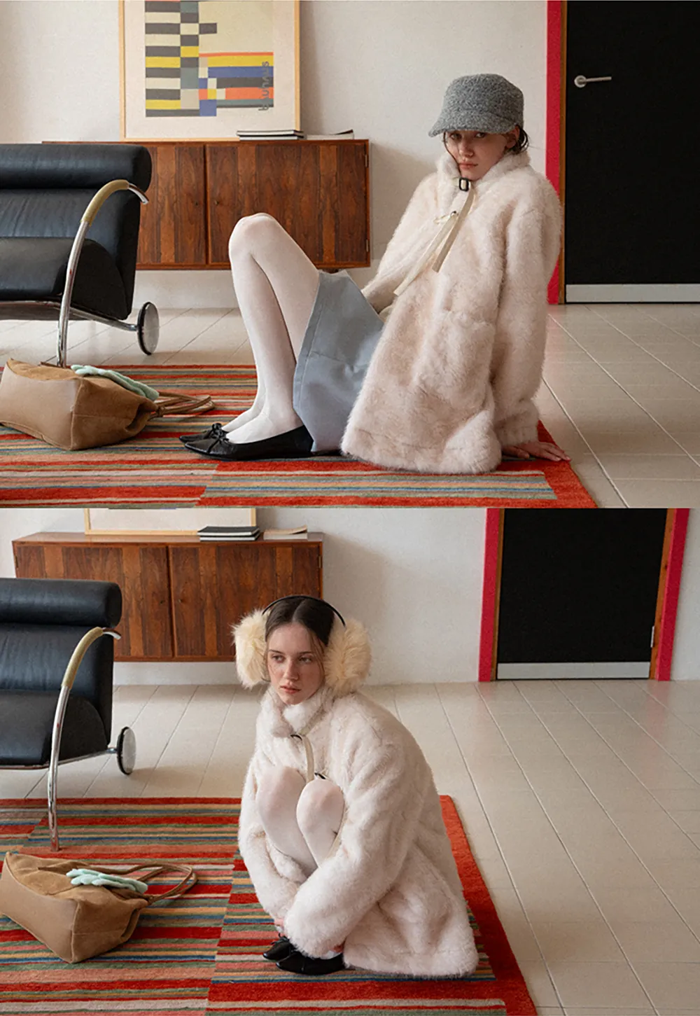 Faux Fur Oversized Coat with Toggle Closure