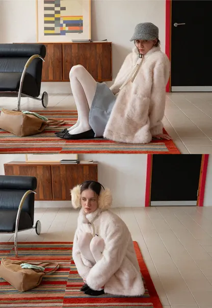 Faux Fur Oversized Coat with Toggle Closure