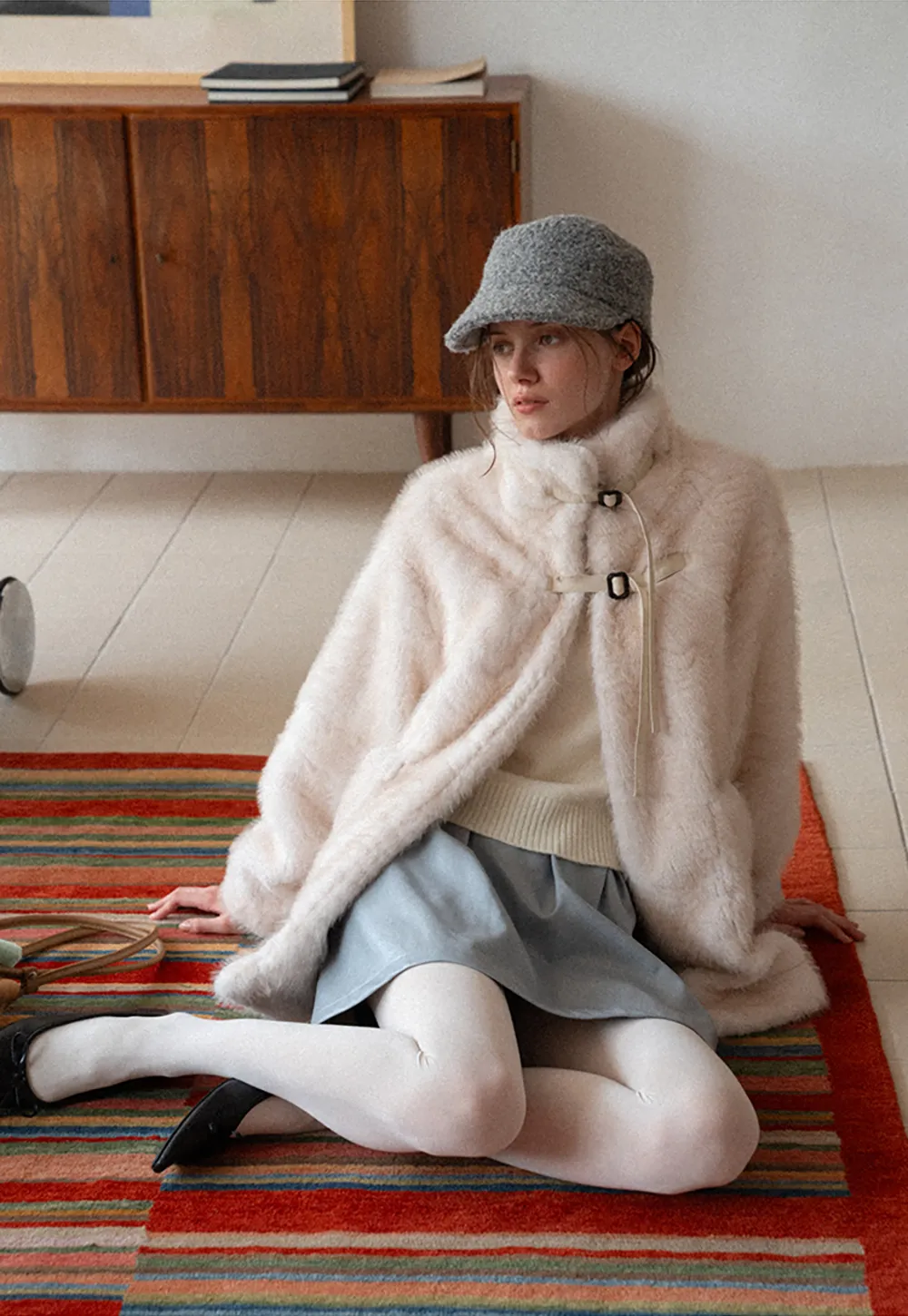 Faux Fur Oversized Coat with Toggle Closure