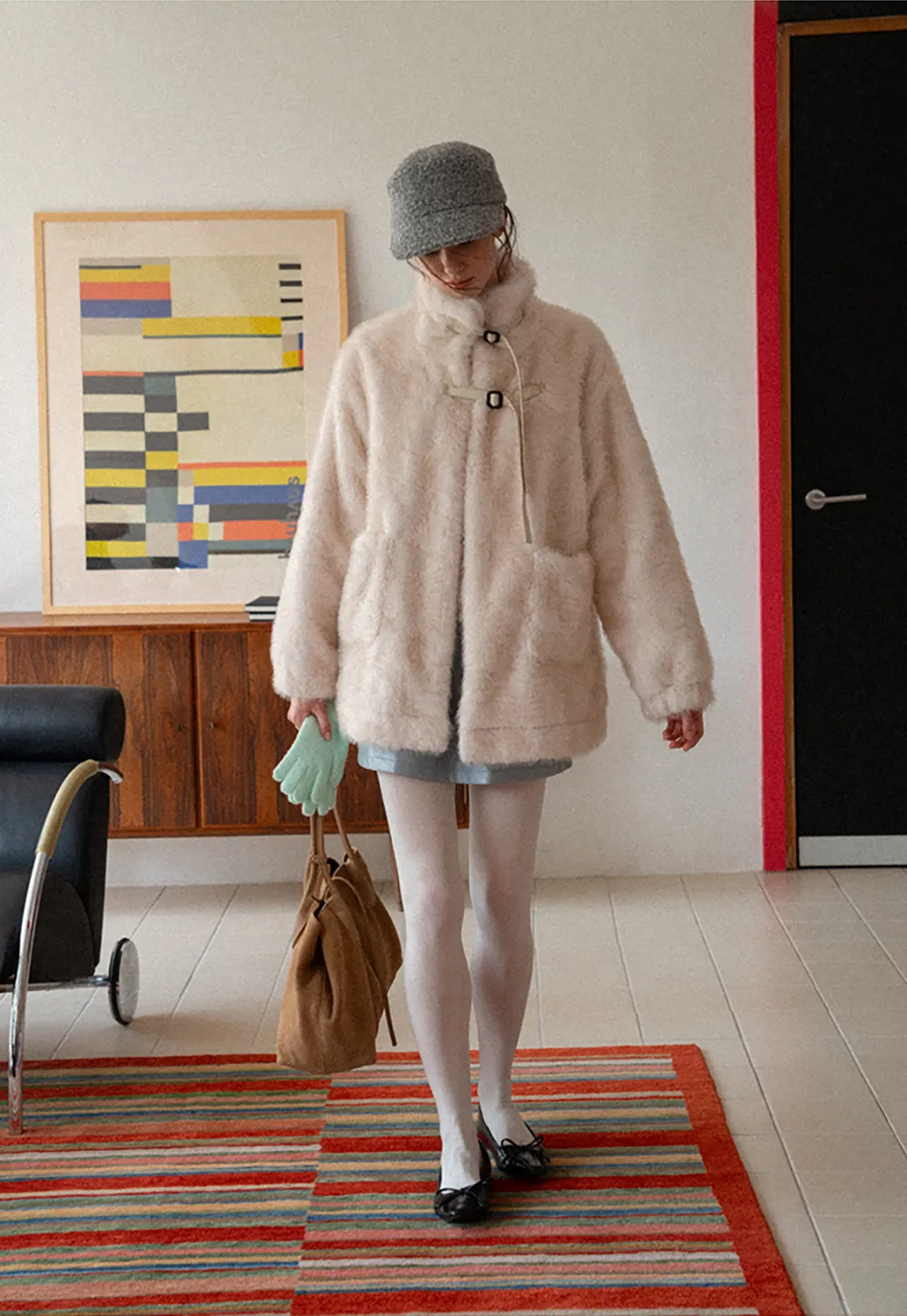 Faux Fur Oversized Coat with Toggle Closure