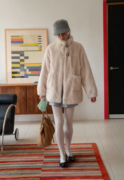 Faux Fur Oversized Coat with Toggle Closure