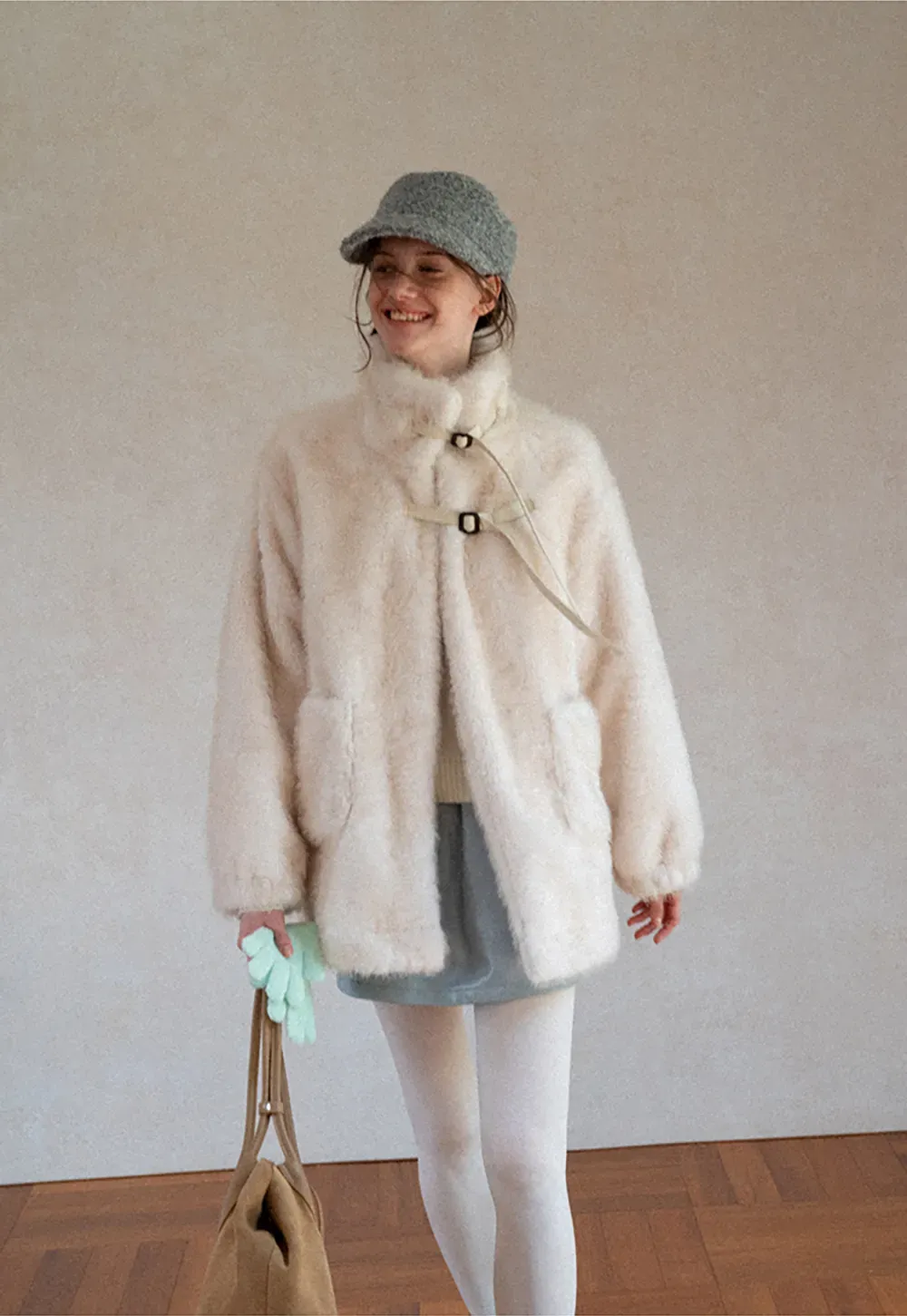 Faux Fur Oversized Coat with Toggle Closure
