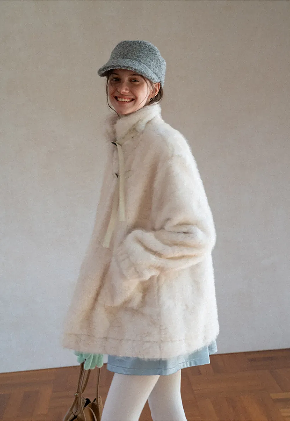 Faux Fur Oversized Coat with Toggle Closure