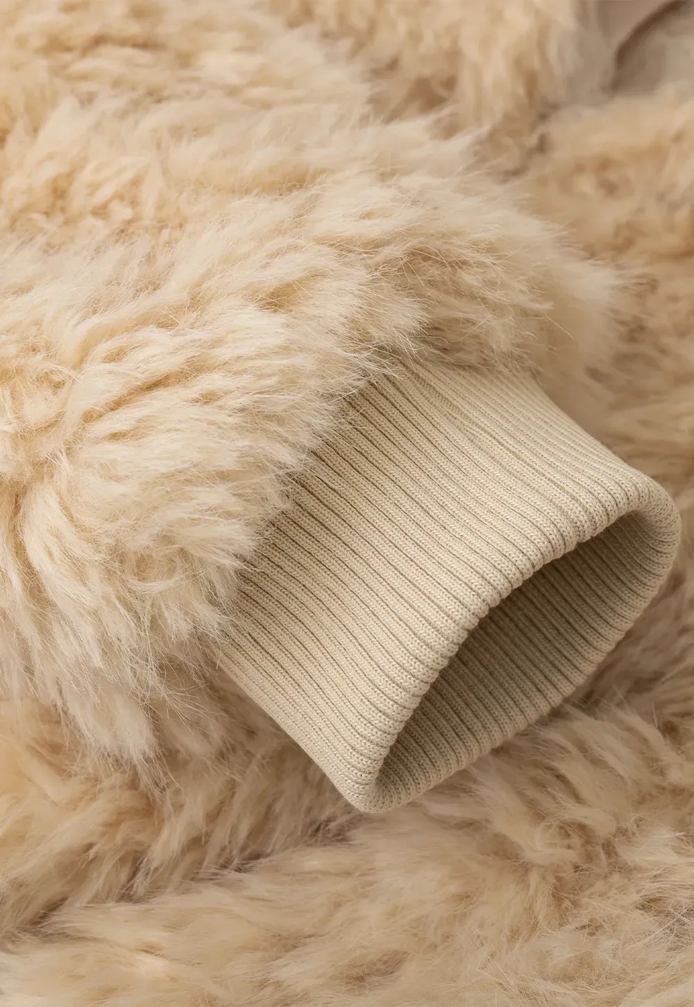 Fluffy Textured Cropped Bomber Jacket