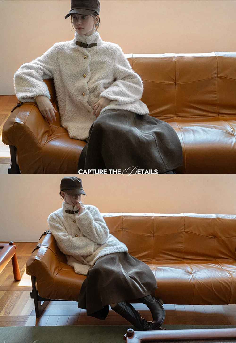 High Collar Faux Shearling Button Front Short Jacket