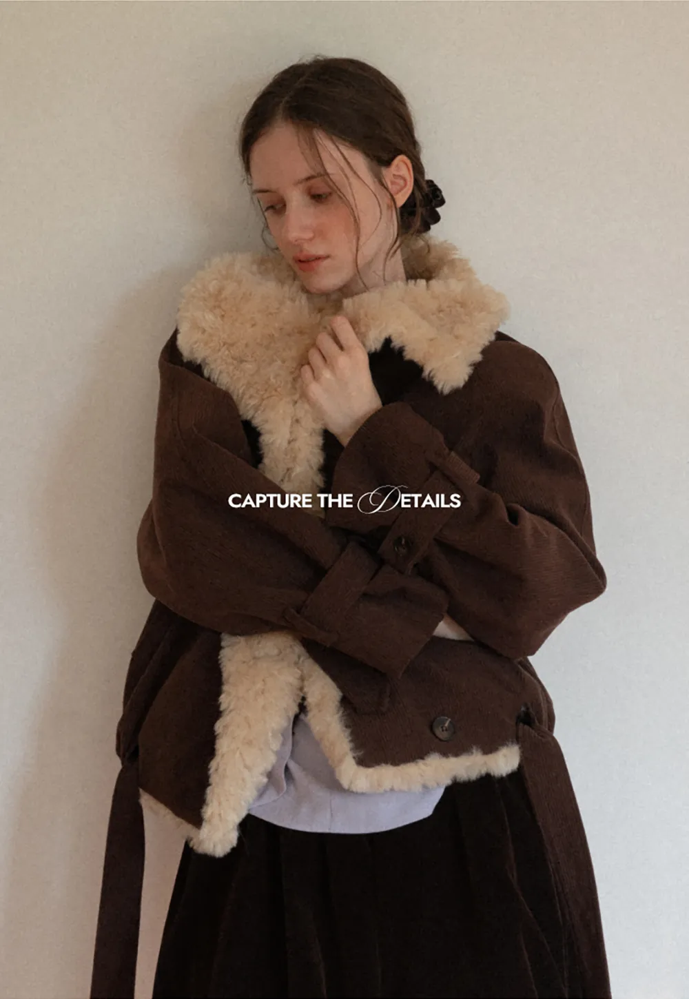 Shearling Trimmed Corduroy Short Jacket