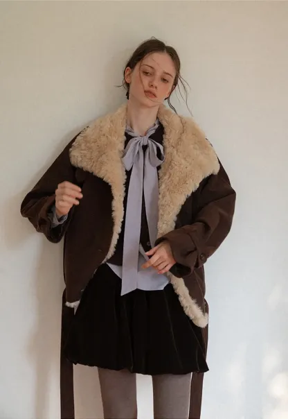 Shearling Trimmed Corduroy Short Jacket