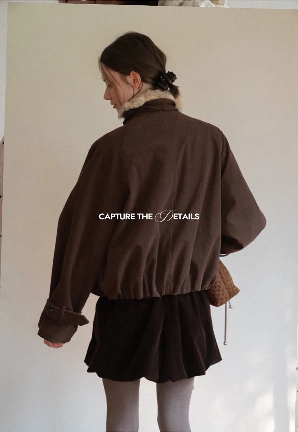 Shearling Trimmed Corduroy Short Jacket