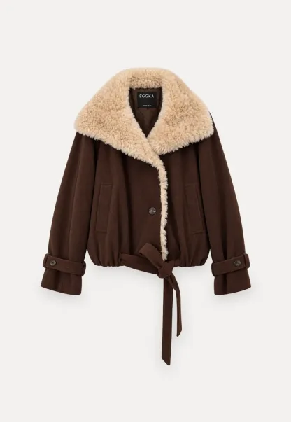 Shearling Trimmed Corduroy Short Jacket