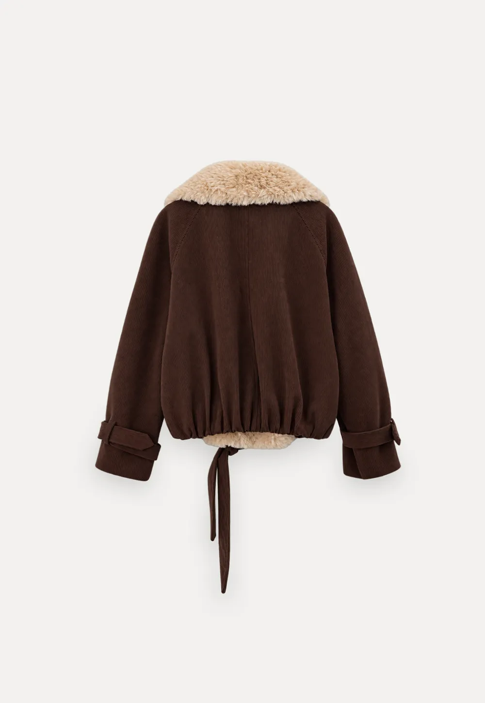 Shearling Trimmed Corduroy Short Jacket
