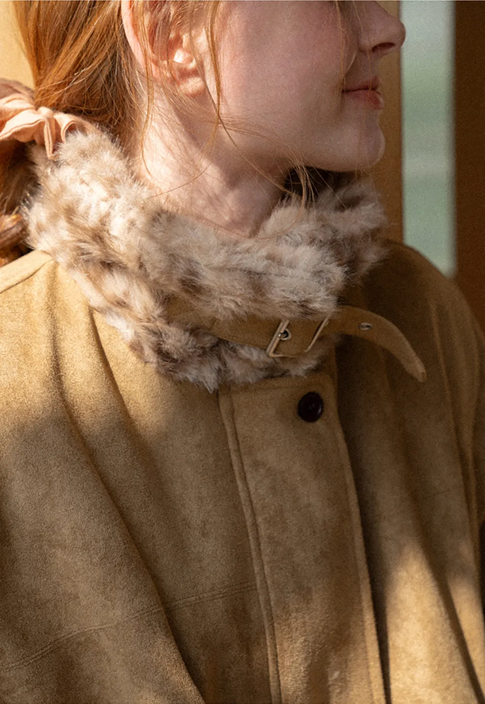 Leopard Print Faux Fur Collar Short Jacket