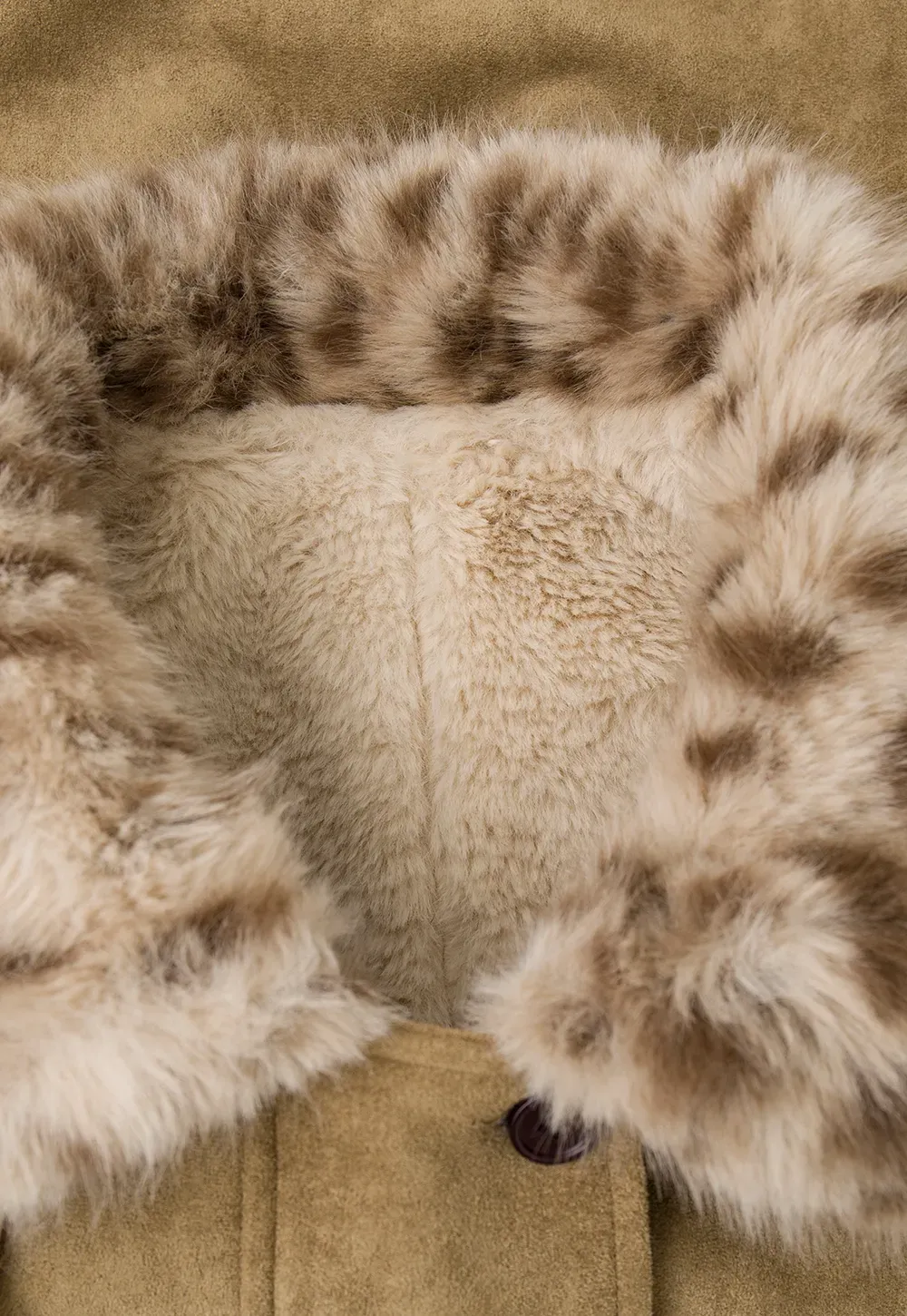 Leopard Print Faux Fur Collar Short Jacket