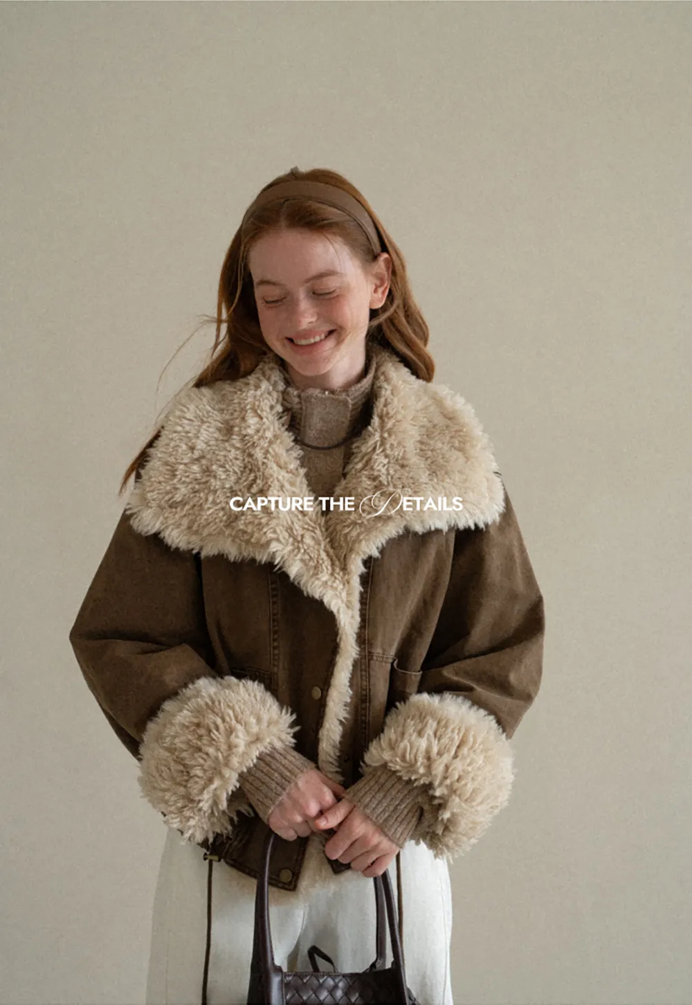 Shearling Trimmed Oversized Short Jacket