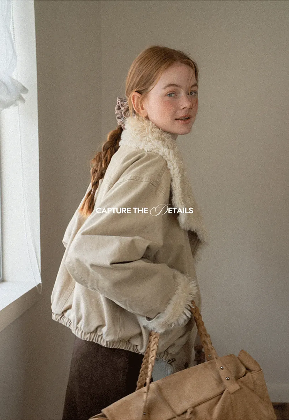 Shearling Trimmed Oversized Short Jacket