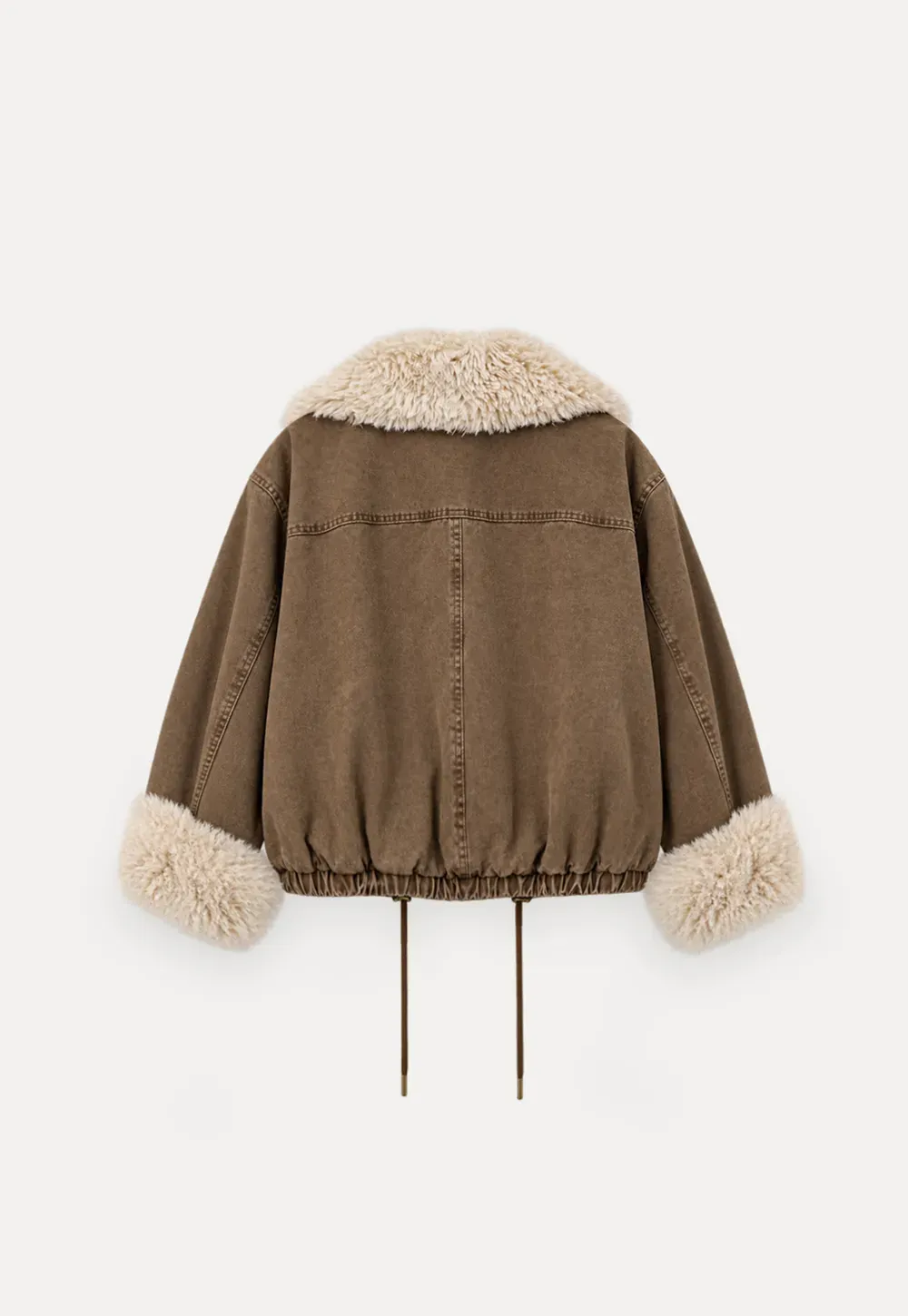 Shearling Trimmed Oversized Short Jacket