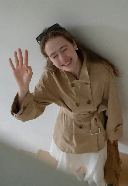 Double Breasted Belted Trench Coat