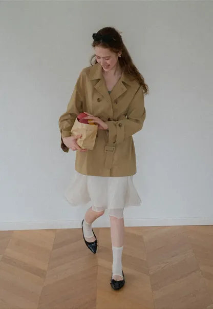 Double Breasted Belted Trench Coat