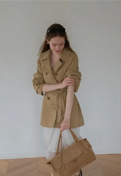 Double Breasted Belted Trench Coat