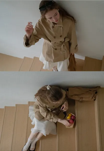 Double Breasted Belted Trench Coat