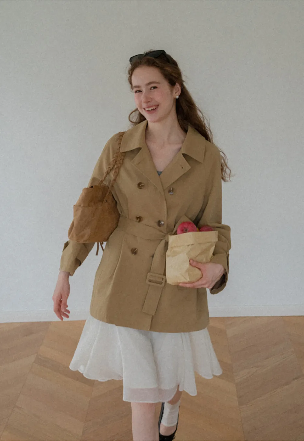 Double Breasted Belted Trench Coat