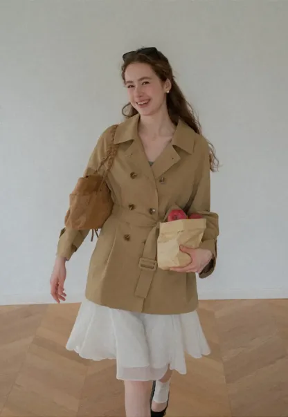 Double Breasted Belted Trench Coat