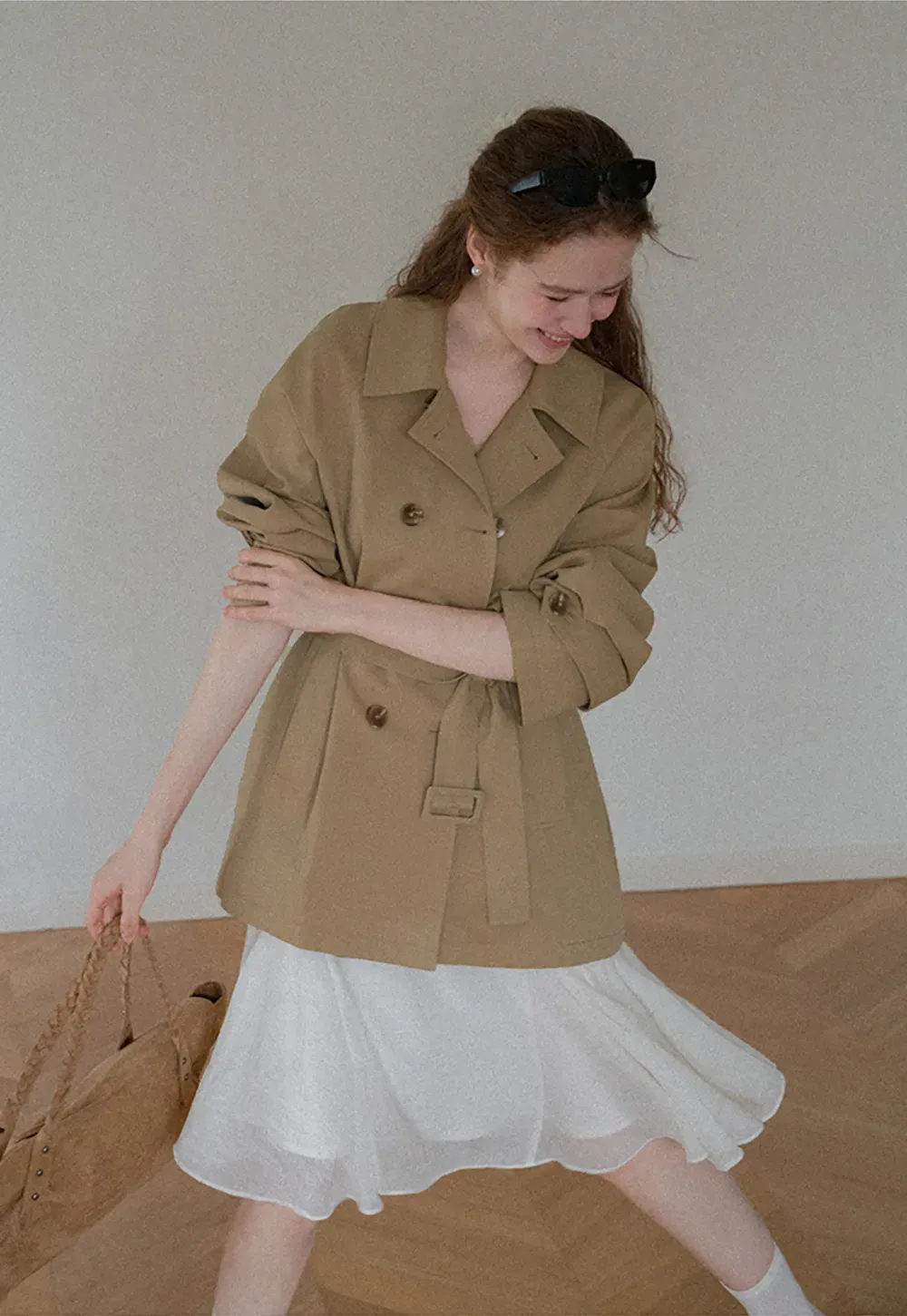 Double Breasted Belted Trench Coat