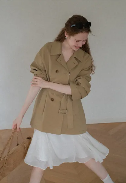 Double Breasted Belted Trench Coat