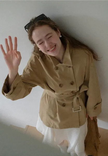 Double Breasted Belted Trench Coat