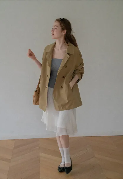 Double Breasted Belted Trench Coat