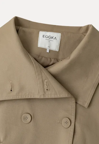Oversized Cropped Trench Coat with Asymmetrical Lapel