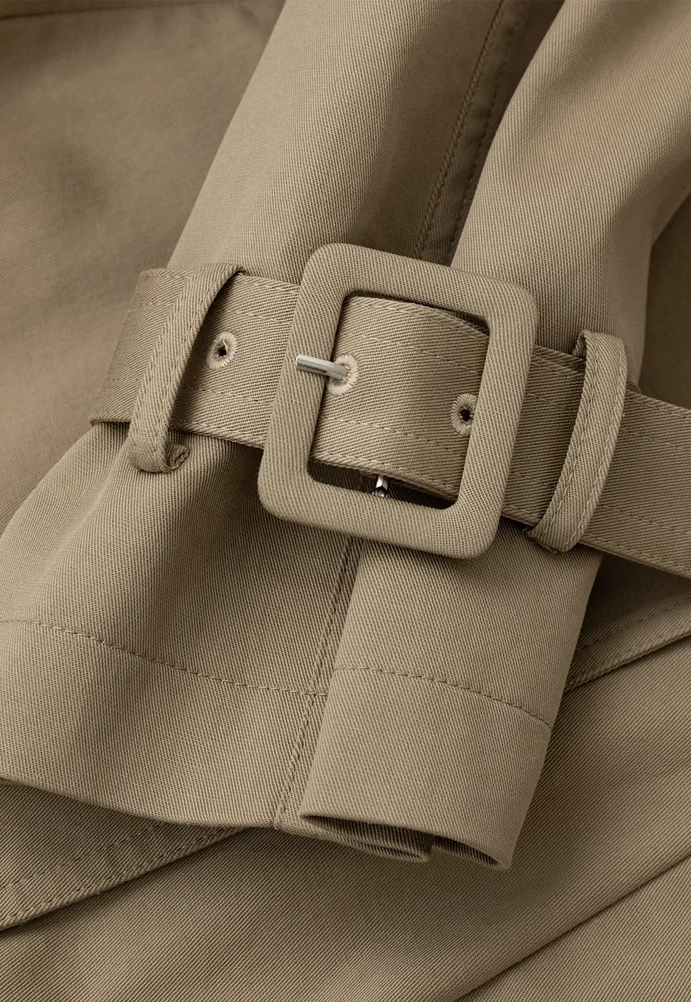 Oversized Cropped Trench Coat with Asymmetrical Lapel