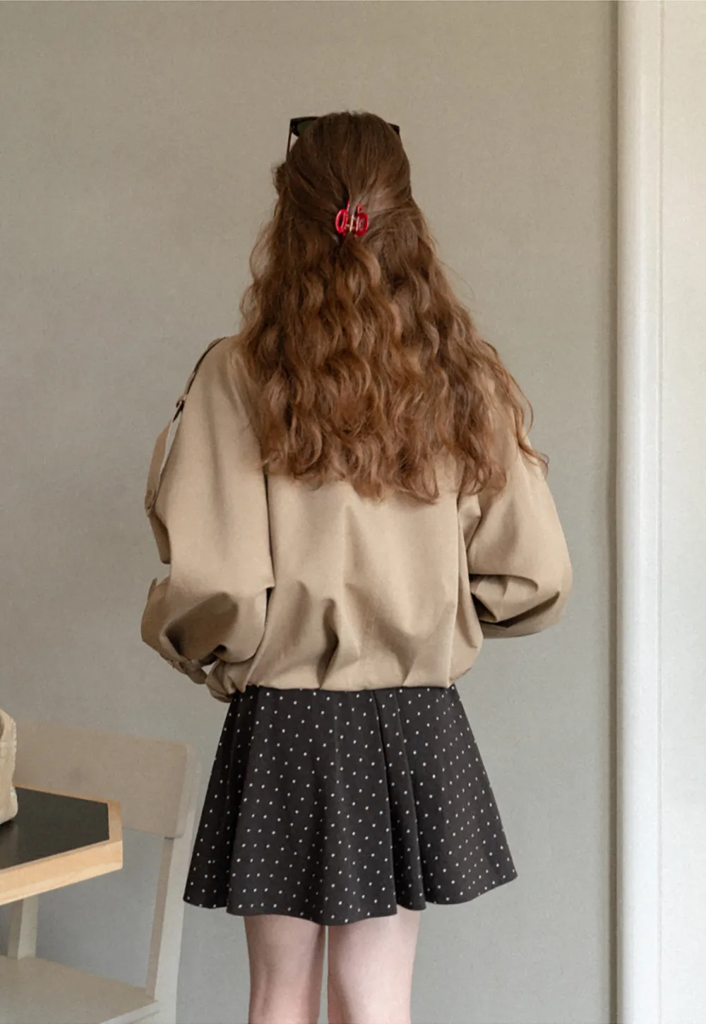 Oversized Cropped Trench Coat with Asymmetrical Lapel