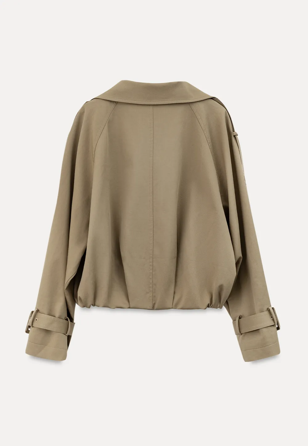 Oversized Cropped Trench Coat with Asymmetrical Lapel