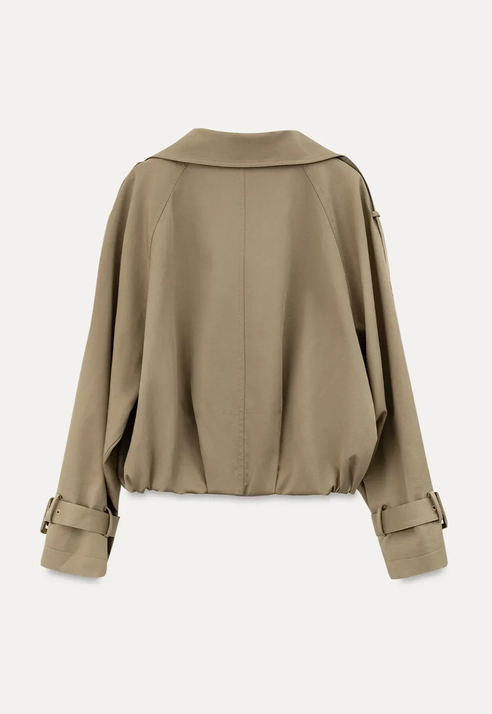 Oversized Cropped Trench Coat with Asymmetrical Lapel