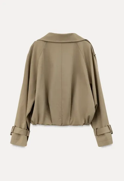 Oversized Cropped Trench Coat with Asymmetrical Lapel