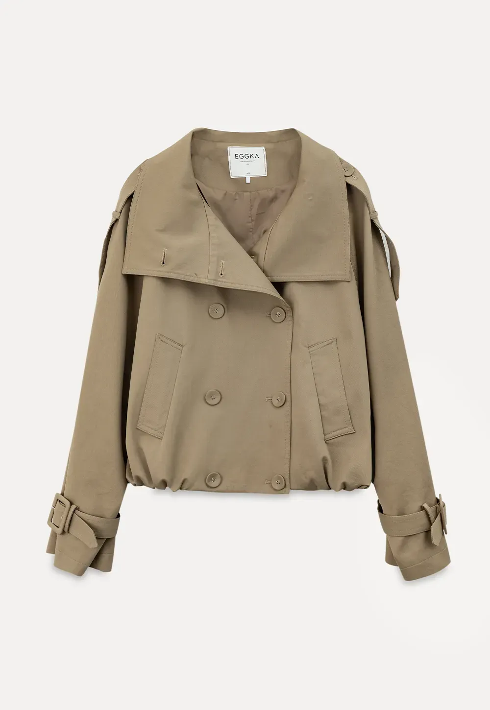 Oversized Cropped Trench Coat with Asymmetrical Lapel