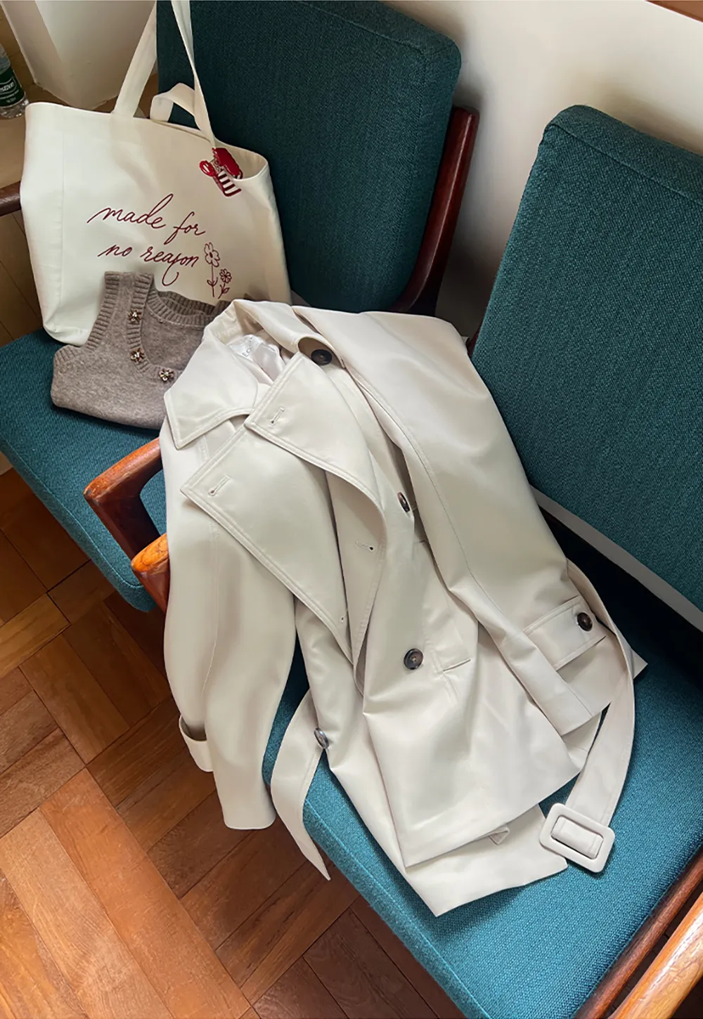 Oversized Notched Collar Trench Coat