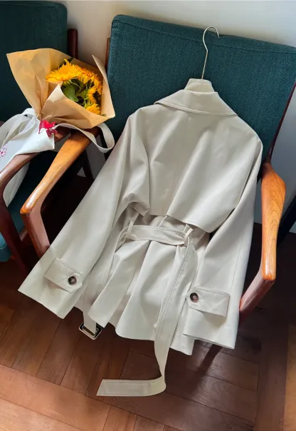 Oversized Notched Collar Trench Coat