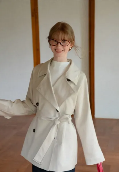 Oversized Notched Collar Trench Coat