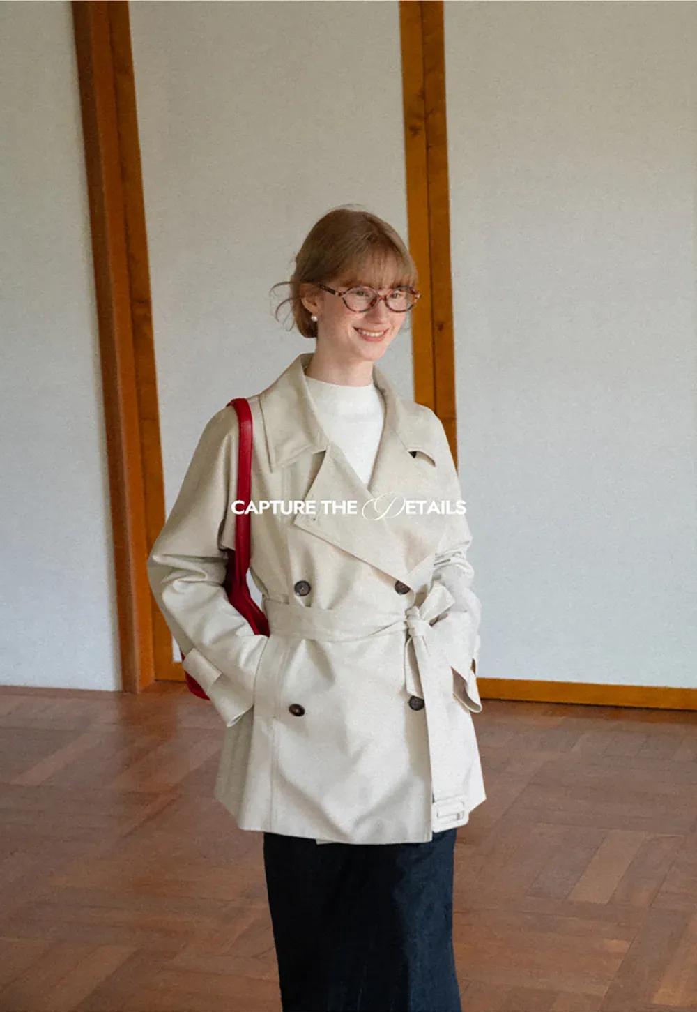 Oversized Notched Collar Trench Coat