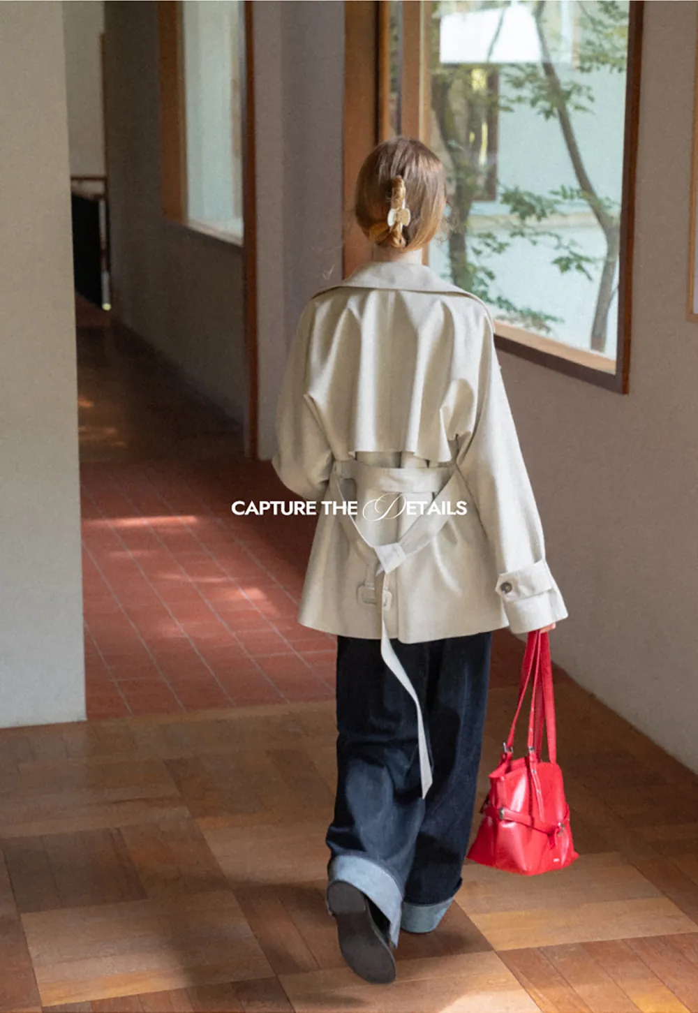 Oversized Notched Collar Trench Coat