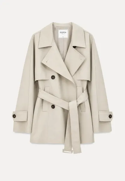Oversized Notched Collar Trench Coat