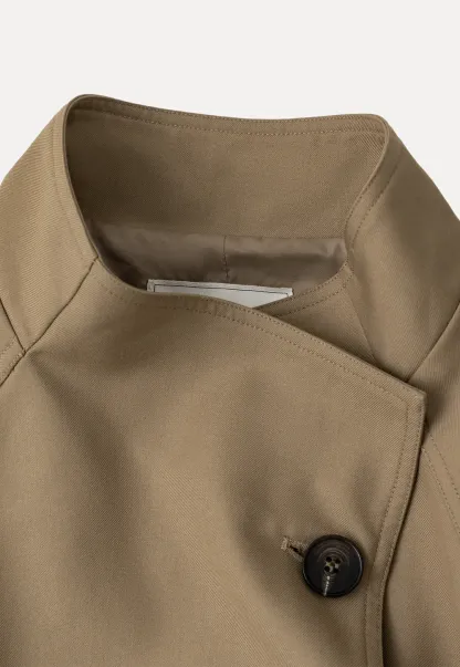 Asymmetrical Collar Oversized Belted Trench Coat
