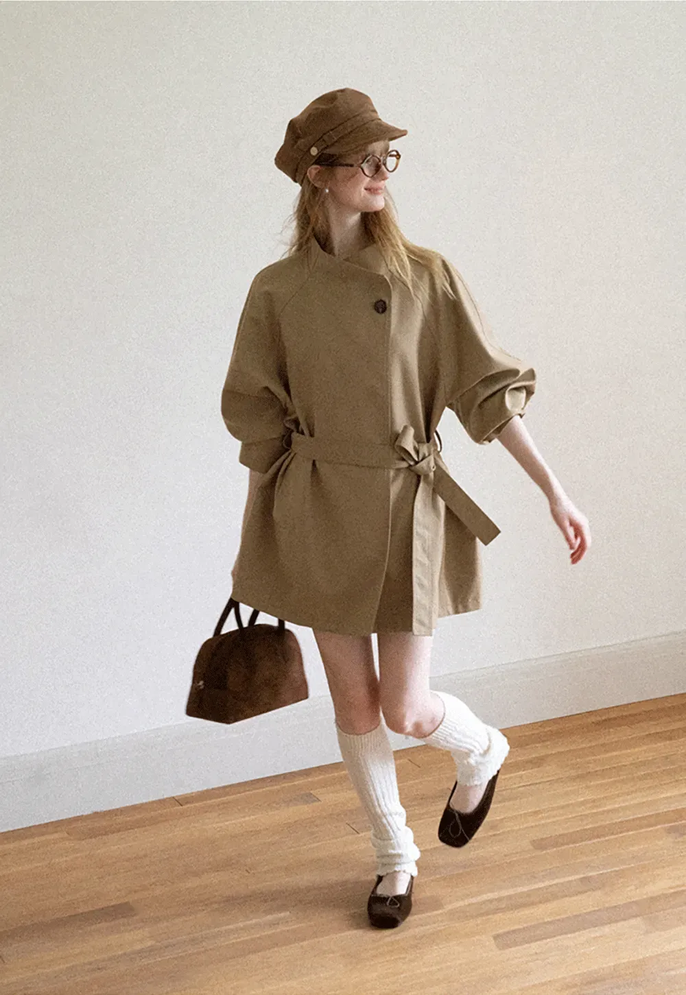 Asymmetrical Collar Oversized Belted Trench Coat