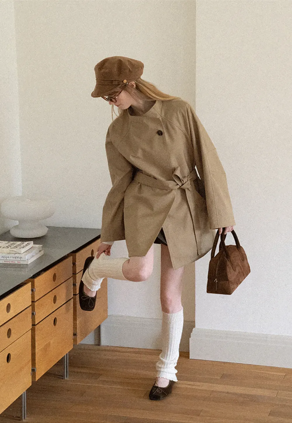 Asymmetrical Collar Oversized Belted Trench Coat