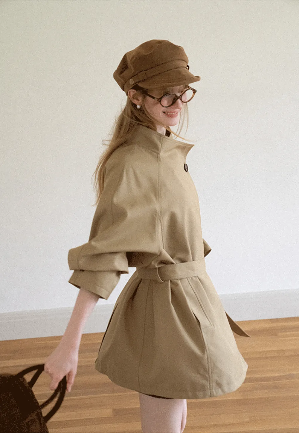 Asymmetrical Collar Oversized Belted Trench Coat