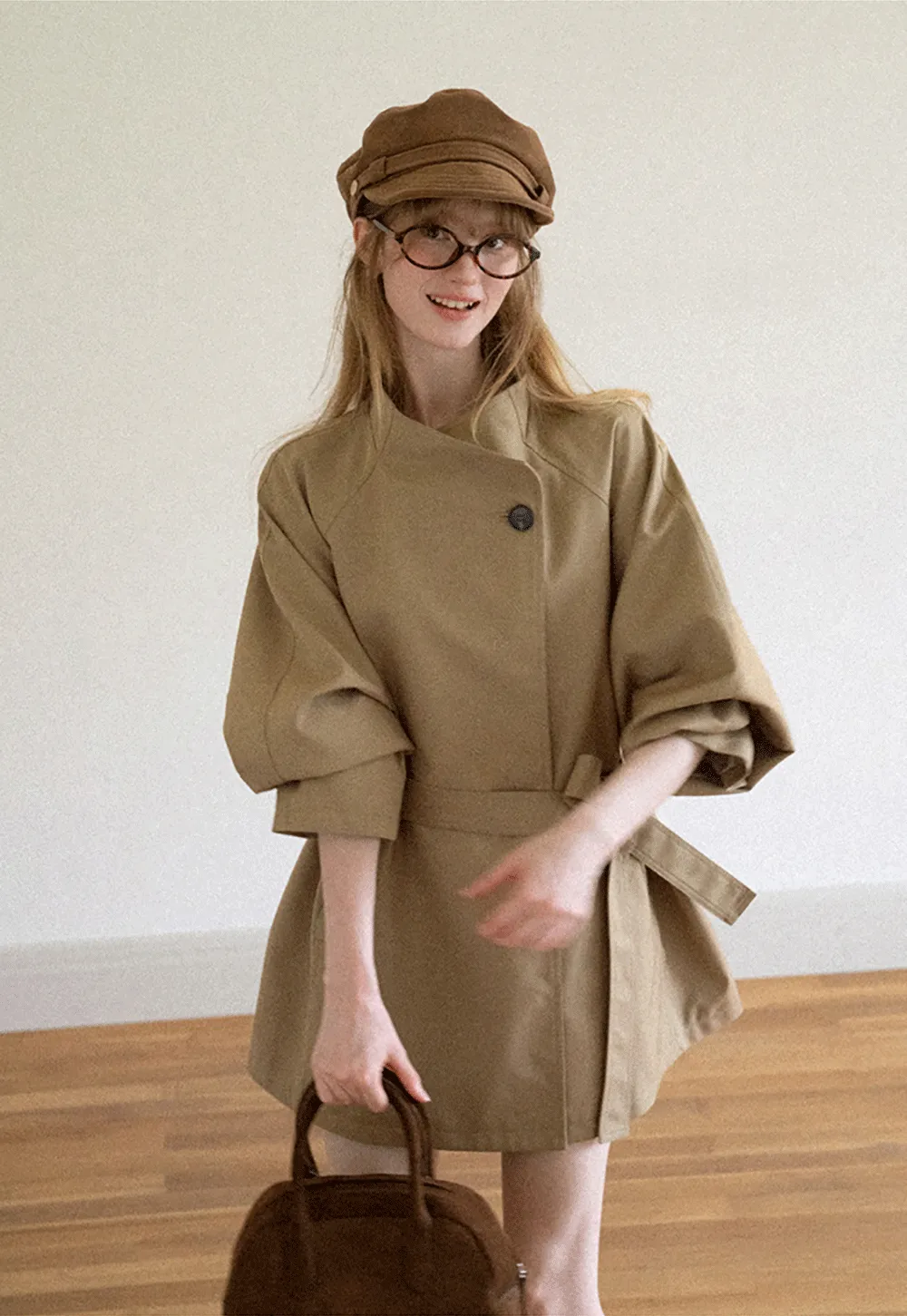Asymmetrical Collar Oversized Belted Trench Coat
